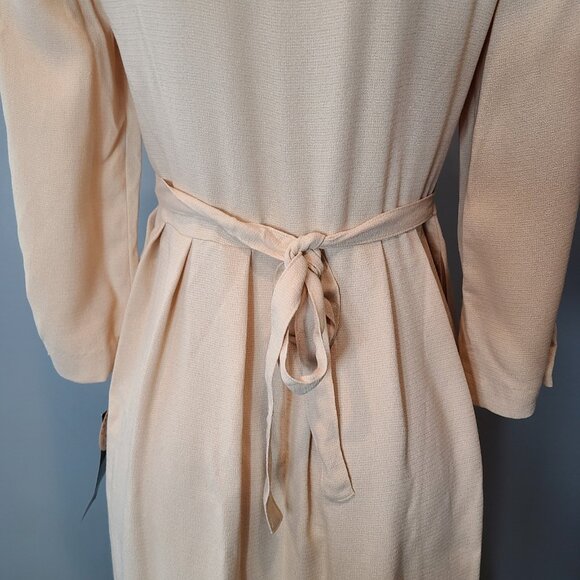 Vtg Carol Anderson Cream Dress Sz 4P Cottage 3D Rose New Pleated 90s Whimsical - Picture 10 of 13